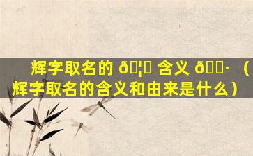 辉字取名的 🦍 含义 🕷 （辉字取名的含义和由来是什么）